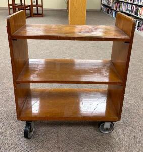 3-TIER WOODEN CARTLOCATION LIBRARYSIZE: 30" X 14" X 36"