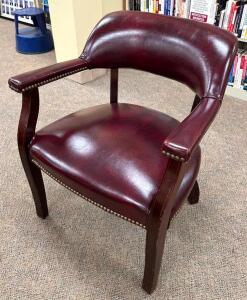 (3) DECORATIVE LEATHER ARM CHAIRSLOCATION LIBRARY