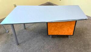 60" X 24" WOODEN DESK W/ 2-DRAWER FILE CABINETLOCATION ACROSS FROM ROOM 212SIZE: 60" X 24"