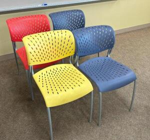 (4) METAL FRAMED DESK CHAIRS- ASSORTED COLORSLOCATION COLLEGE COUNSILING