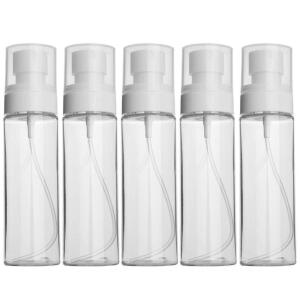 Z-COLOR 5PCS CLEAR PLASTIC SPRAY BOTTLES SMALL SAMPLE BOTTLE REFILLABLE TRAVEL PLASTIC CONTAINER (80ML, MIST SPRAY PUMP HEAD