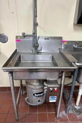 SINGLE WELL STAINLESS SPRAY SINK W/ DISPOSAL.