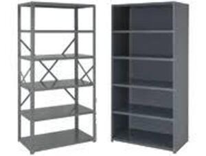 DESCRIPTION: (3) GRAY METAL SHELVES BRAND/MODEL: QUANTUM STORAGE SYSTEMS #S18X36-3 INFORMATION: SHELVES ONLY, NOTHING ELSE, NO FRAME SIZE: 18x36" RETA