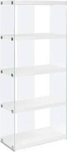 DESCRIPTION: (1) BOOKCASE WITH TEMPERED GLASS BRAND/MODEL: MONARCH SPECIALTIES #I3289 INFORMATION: WHITE SIZE: 5 SHELF, 24"L 12"W 58.75"H RETAIL$: $27