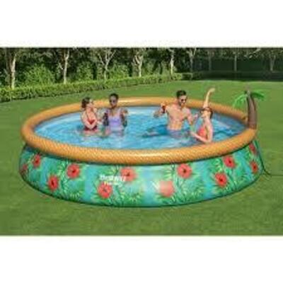 DESCRIPTION: (1) SWIMMING POOL WITH FILTER AND PUMP BRAND/MODEL: BESTWAY FAST SET INFORMATION: FLORAL DESIGN, TROPICAL SIZE: 33" DEEP RETAIL$: $119.97