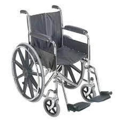 DESCRIPTION: (1) MANUAL WHEELCHAIR WITH FIXED ARMRESTS BRAND/MODEL: DMI #503-0658-0200 INFORMATION: BLACK RETAIL$: $250.63 EA QTY: 1