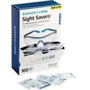 DESCRIPTION: (2) PACKS OF (100) LENS CLEANING TISSUES BRAND/MODEL: BAUSCH + LOMB, SIGHT SAVERS INFORMATION: PRE-MOISTENED SIZE: 5" X 8" RETAIL$: $14.0