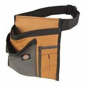 DESCRIPTION: (3) SINGLE SIDE APRON BELT WITH POCKETS BRAND/MODEL: DICKIES #57026 INFORMATION: BROWN SIZE: 5 POCKETS RETAIL$: $13.73 EA QTY: 3