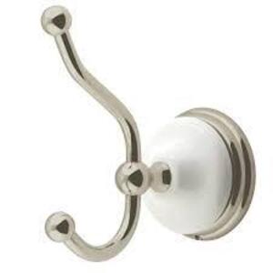 DESCRIPTION: (3) VICTORIAN COLLECTION ROBE HOOK BRAND/MODEL: KINGSTON #BA1117SN INFORMATION: BRUSHED NICKEL EFFECT RETAIL$: $38.87 EA QTY: 3