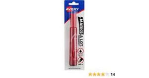 DESCRIPTION: (25) PERMANENT MARKERS BRAND/MODEL: AVERY #17887-400 INFORMATION: RED, MARKS-A-LOT SIZE: CHISEL POINT RETAIL$: $5.60 EA QTY: 25