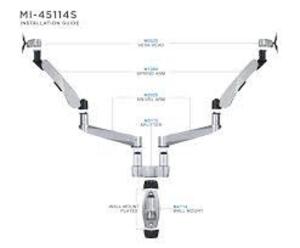 DESCRIPTION: (1) MONITOR MOUNT BRAND/MODEL: MOUNT IT INFORMATION: MULTIPLE PIECES, MUST ASSEMBLE SIZE: DUAL-MONITOR MOUNT, 23"H X 36"W X 7-1/2"D, SILV