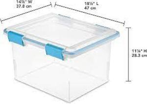 DESCRIPTION: (1) STORAGE TOTE BRAND/MODEL: STERILITE #1933 INFORMATION: CLEAR SIZE: 32 QT RETAIL$: $16.73 EA QTY: 1