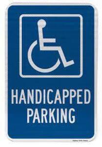DESCRIPTION: (2) HANDICAPPED SYMBOL SIGN WITH ARROW BRAND/MODEL: HIGHWAY TRAFFIC SUPPLY RETAIL$: $36.63 EA QTY: 2
