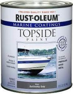 DESCRIPTION: (1) CAN OF MARINE COATINGS TOPSIDE PAINT BRAND/MODEL: RUST-OLEUM INFORMATION: BATTLESHIP GRAY SIZE: 1QT RETAIL$: $27.98 EA QTY: 1