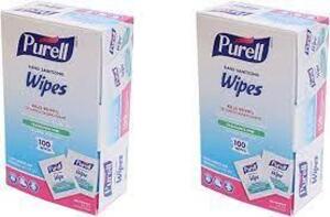 DESCRIPTION: (4) BOXES OF (100) HAND SANITIZING WIPES BRAND/MODEL: PURELL SIZE: 5X7 RETAIL$: $7.99 EA QTY: 4