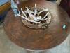 DESCRIPTION: RUSTIC WOOD COFFEE TABLE WITH COPPER BOWL SIZE: 48"X15" QTY: 1 - 3