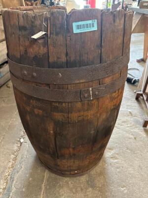 DESCRIPTION: VERY OLD WOODEN BARREL SIZE: 33"X19" QTY: 1