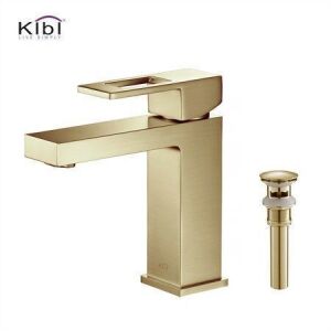 DESCRIPTION: (1) CUBIC SINGLE HANDLE BATHROOM VANITY SINK FAUCET BRAND/MODEL: KIBI #C-KBF1002BG-KPW100BG INFORMATION: BRUSHED GOLD RETAIL$: $158.14 EA