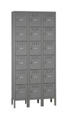 DESCRIPTION: (3) 6 TIER LOCKERS BRAND/MODEL: TENNSCO #BS6-121512-C INFORMATION: GRAY RETAIL$: $1140.00 TOTAL SIZE: 6 TIER, 3 WIDE. QTY: 3