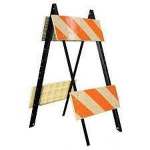 DESCRIPTION: (2) STEELCASE BARRICADE WITH CAUTION COLORS BRAND/MODEL: ZORO #97-03-003-02 INFORMATION: HI-VIZ, REFLECTIVE, ORANGE AND WHITE RETAIL$: $7