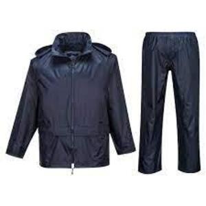 DESCRIPTION: (3) HARD WEARING WATERPROOF AND WINDPROOF RAIN SUIT BRAND/MODEL: PORTWEST #L440 INFORMATION: NAVY SIZE: LARGE RETAIL$: $26.05 EA QTY: 3