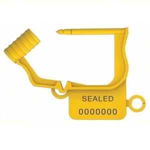 DESCRIPTION: (7) BAGS OF (80) PADLOCK SEALS BRAND/MODEL: UFLEX #45LH66 INFORMATION: YELLOW SIZE: 1/4 IN L X 1/4 IN W, 10 LB BREAKING STRENGTH, LASER M