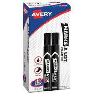 DESCRIPTION: (1) CASE OF (144) PERMANENT MARKERS BRAND/MODEL: AVERY #17887-400 INFORMATION: RED, MARKS-A-LOT SIZE: CHISEL POINT RETAIL$: $5.60 PER MAR