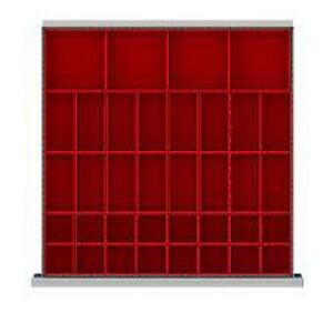 DESCRIPTION: (1) SET OF (36) PLSTIC BOXES FOR DRAWER BRAND/MODEL: SC #DR036-75 INFORMATION: RED SIZE: 2" RETAIL$: $76.44 EA QTY: 1