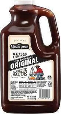 DESCRIPTION: (1) BBQ SAUCE BRAND/MODEL: KC MASTERPIECE SIZE: 1 GALLON RETAIL$: $30.84 EA QTY: 1