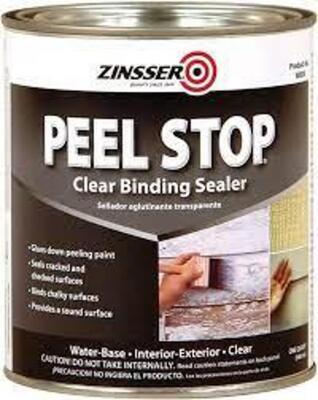 DESCRIPTION: (2) CLEAR BINDING SEALER BRAND/MODEL: ZINSSER PEEL STOP INFORMATION: CLEAR SIZE: 1 GALLON RETAIL$: $34.50 EA QTY: 2