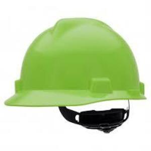 DESCRIPTION: (4) HARD HAT BRAND/MODEL: MSA #10061512 INFORMATION: LIME GREEN SIZE: ONE SIZE FITS MOST RETAIL$: $18.49 EA QTY: 4