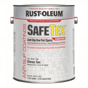 DESCRIPTION: (1) ANTI SLIP FLOOR COATING BRAND/MODEL: RUST-OLEUM #1F716 INFORMATION: DUNES TAN SIZE: 1 GALLON RETAIL$: $164.15 EA QTY: 1