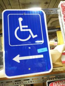 DESCRIPTION: (2) WHEELCHAIR PARKING SIGN BRAND/MODEL: BRADY SIZE: ALUMINUM RETAIL$: $28.78 EA QTY: 2