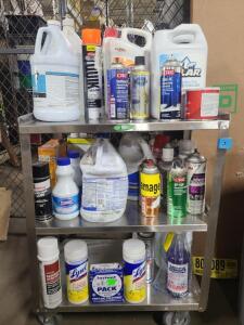 DESCRIPTION: (1) CART OF MISC CHEMICALS/PAINTS INFORMATION: CART NOT INCLUDED QTY: 1