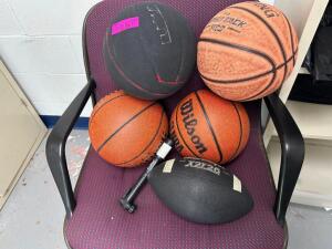 ASSORTED BASKETBALLS AND FOOTBALL