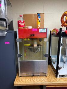 POP CORN MACHINE WITH LARGE BOX OF RETAIL BOXES