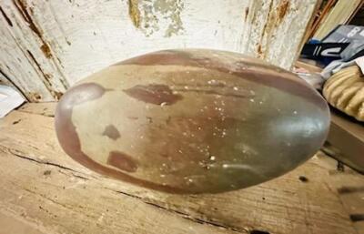 HAND CARVED LARGE NARMADA OVAL GEMSTONE EGG