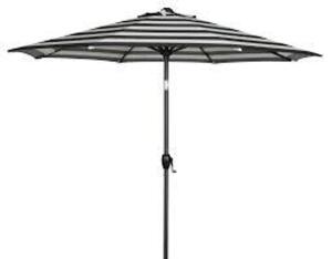 DESCRIPTION: (1) ROUND MARKET UMBRELLA BRAND/MODEL: MAINSTAYS #MSS229900298008 INFORMATION: BLACK AND WHITE SIZE: 9' RETAIL$: $57.99 EA QTY: 1