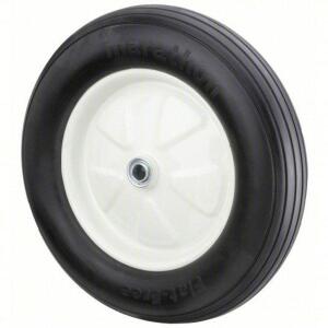 DESCRIPTION: (2) FLAT FREE POLYURETHANE FOAM WHEEL BRAND/MODEL: 33CM67 INFORMATION: BLACK SIZE: 15.5X4 RETAIL$: $40.00 EA QTY: 2