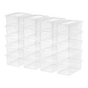 DESCRIPTION: (1) SHOE BOX PLASTIC STORAGE BOX BRAND/MODEL: MAINSTAYS INFORMATION: 5QT SIZE: CLEAR RETAIL$: $40.00 TOTAL QTY: 1