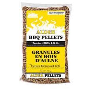 DESCRIPTION: (4) BAGS OF BBQ PELLETSBRAND/MODEL: ALDERSIZE: 5 LBRETAIL$: $23.24 EAQTY: 4