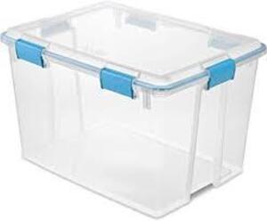 DESCRIPTION: (1) CASE OF (4) STORAGE BOX BRAND/MODEL: STERILITE #1938CTN4 INFORMATION: CLEAR SIZE: 80 QT RETAIL$: $86.98 EA QTY: 1