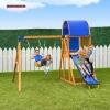 DESCRIPTION: (1) WOODEN SWING SET BRAND/MODEL: SPORTSPOWER INFORMATION: ADDISON SIZE: 116" X 95.2" RETAIL$: $399.99 EA QTY: 1