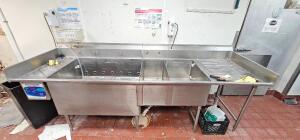 10.5' TWO COMPARTMENT STAINLESS AGITATION POT SINK.