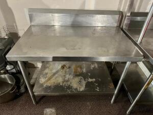 48" X 30" STAINLESS TABLE W/ 6" BACK SPLASH