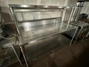 72" X 30" STAINLESS TABLE W/ TWO TIER RISER SHELF