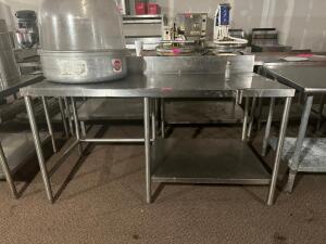 68" X 30" STAINLESS TABLE W/ 4" BACK SPLASH.