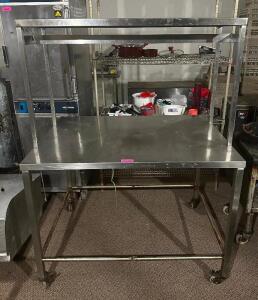 48" X 36" STAINLESS TABLE WITH RISER POT RACK