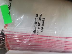 (1) PACK OF (100) RECLOSABLE POLY BAGS