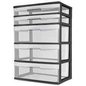 DESCRIPTION: (1) WIDE TOWER 5 DRAWER BRAND/MODEL: STERILITE INFORMATION: CLEAR RETAIL$: $30.00 EA QTY: 1